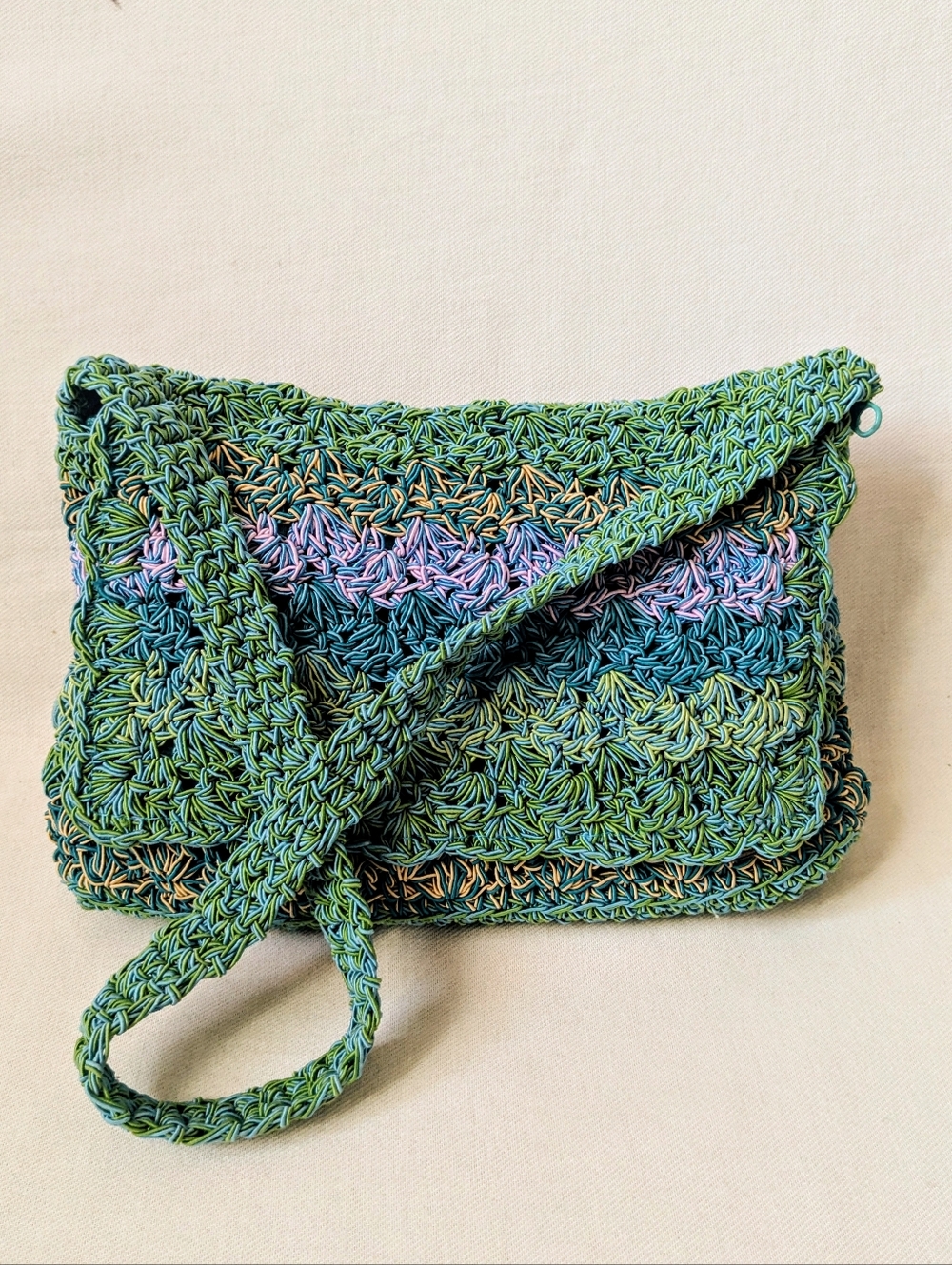 Cappelli Straworld Boho Green Multicolor Crochet Shoulder Bag